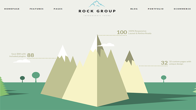 Rock Group - многофункциональная инфографическая тема WordPress