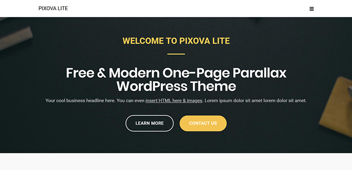 Pixova Lite: одностраничная параллакс тема WordPress